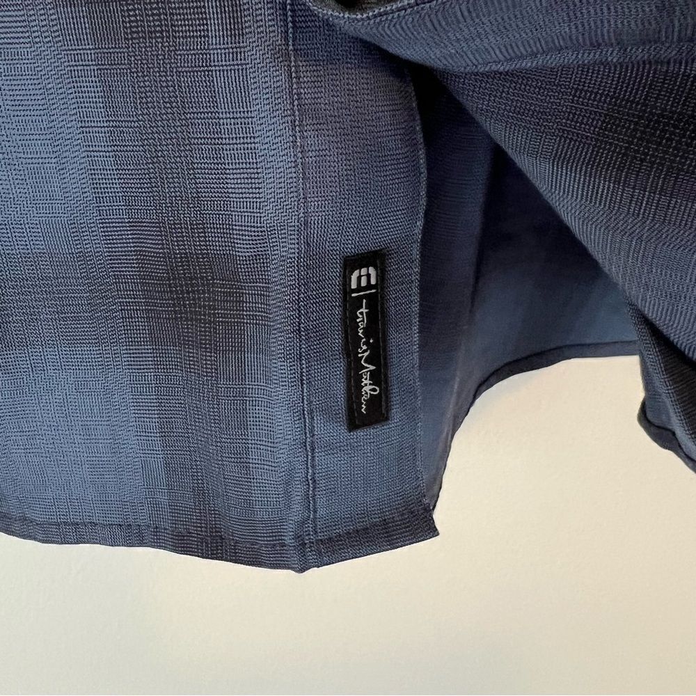Travis‎ Mathew Mens Short Sleeve Button Up Shirt Blue Check Print Size XL - Picture 8 of 8